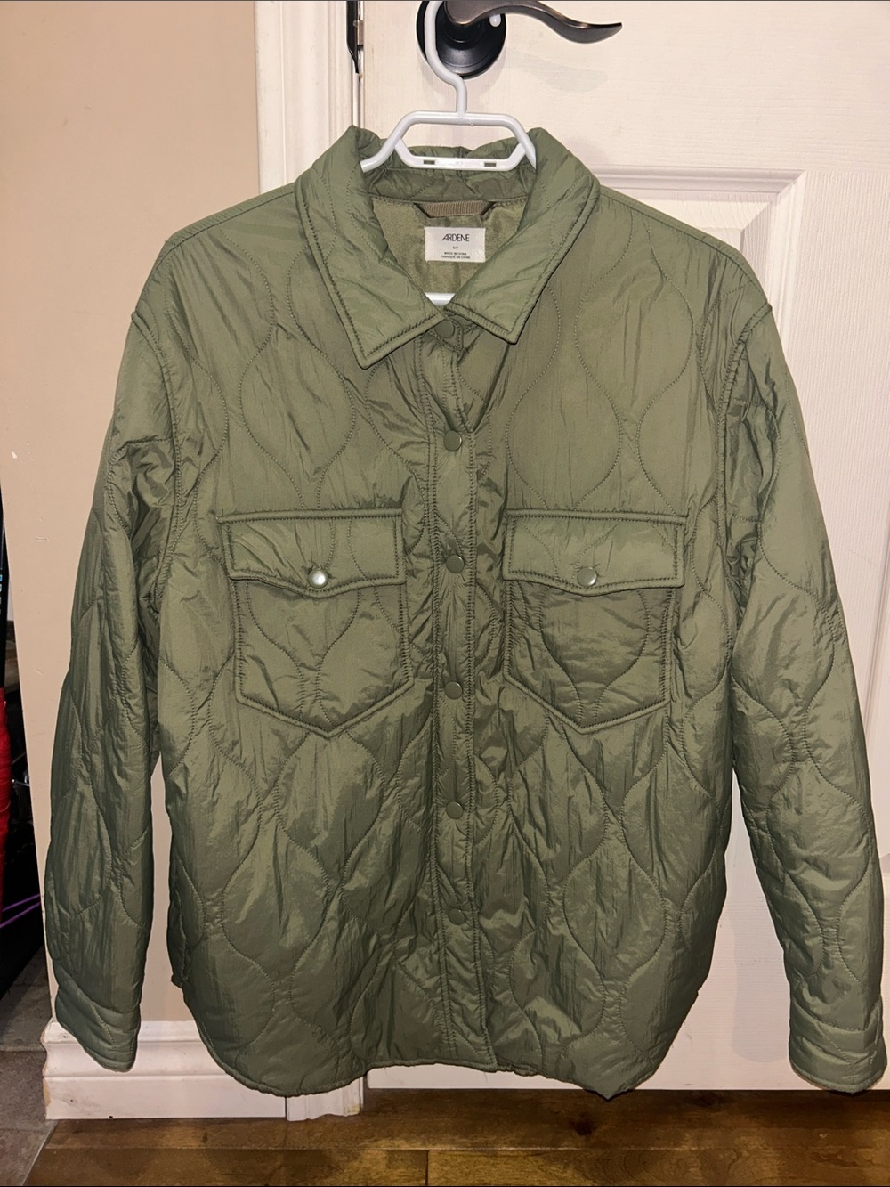 Ardene Olive Quilted Lightweight Shirt Jacket